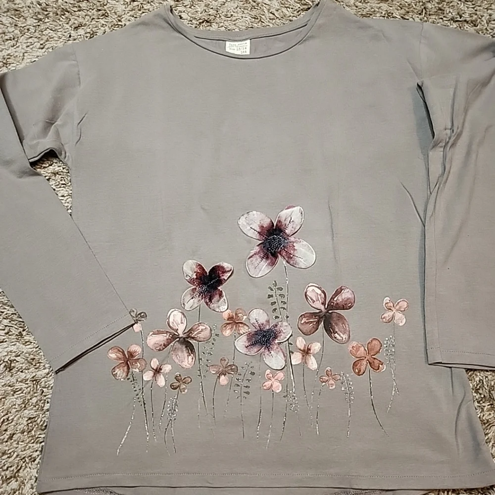 Zara Girls Brown Floral Top